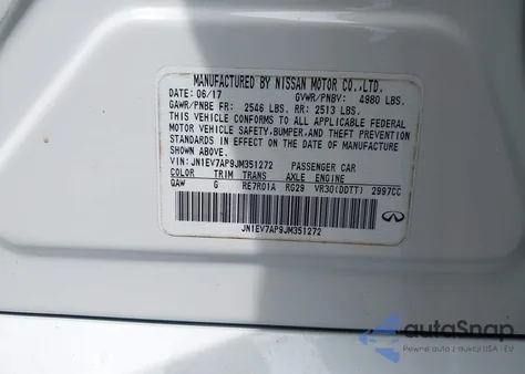 2018 Infiniti Q50 3.0T Luxe from USA, damaged, VIN JN1EV7AP9JM351272